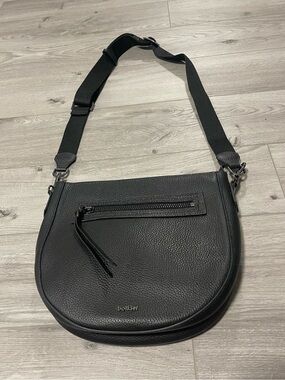 Botkier Beatrice Saddle Black Leather Crossbody Bag Purse